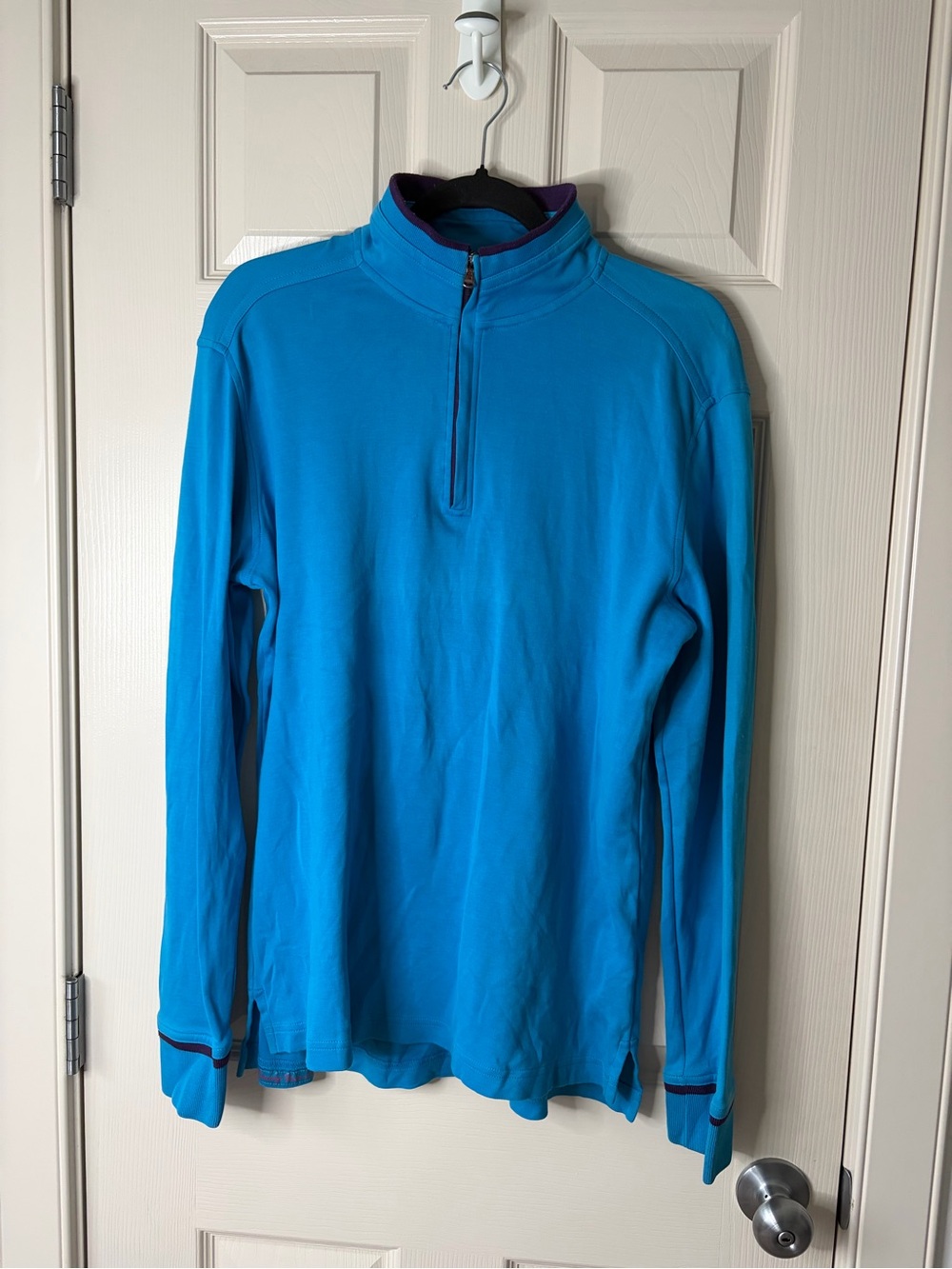 🦋 ROBERT GRAHAM - Medium Blue 3/4 Zip Shirt - Mens - 100% Cotton